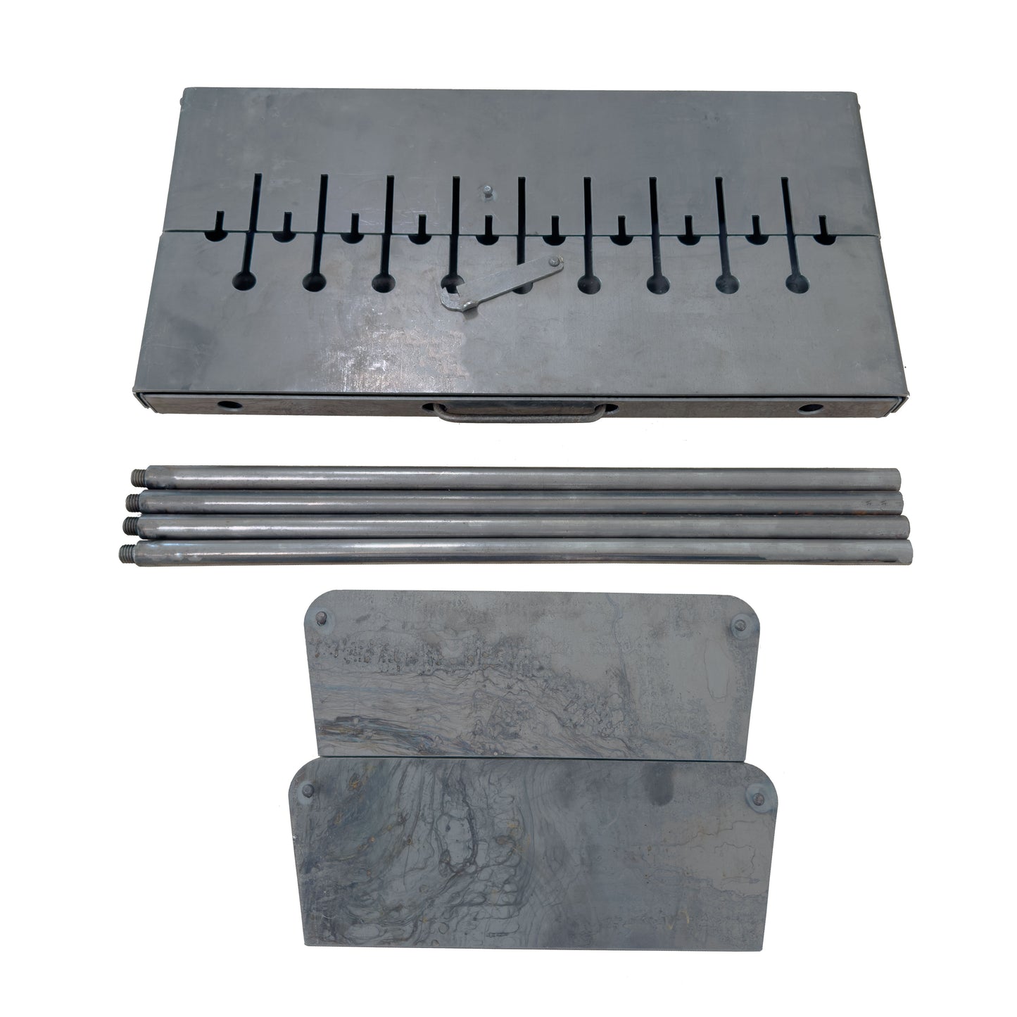 GOROCH Mangal Holzkohlegrill – Tragbarer Schaschlik Grillkoffer aus 2 mm Stahl für 10-Spieße, faltbar für Camping, Garten & Outdoor BBQ