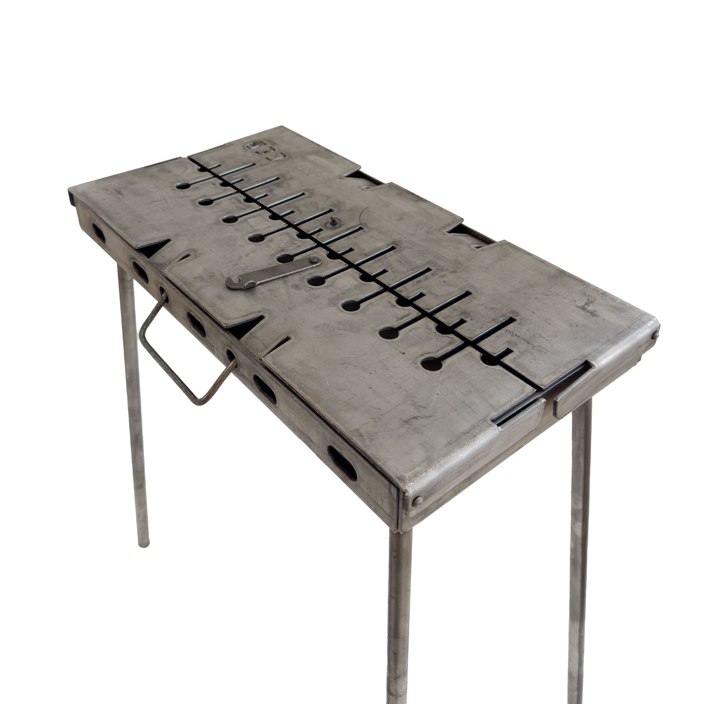 GOROCH Mangal Holzkohlegrill – Tragbarer Schaschlik Grillkoffer aus 3 mm Stahl für 10-Spieße, faltbar für Camping, Garten & Outdoor BBQ