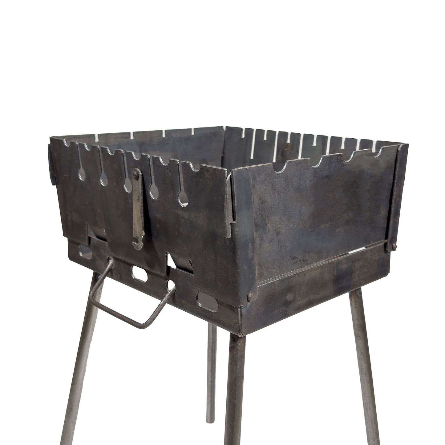 GOROCH Mangal Holzkohlegrill – Tragbarer Schaschlik Grillkoffer aus 2 mm Stahl für 6-Spieße, faltbar für Camping, Garten & Outdoor BBQ