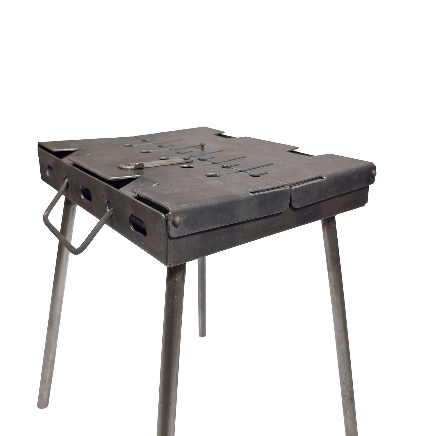 GOROCH Mangal Holzkohlegrill – Tragbarer Schaschlik Grillkoffer aus 2 mm Stahl für 6-Spieße, faltbar für Camping, Garten & Outdoor BBQ