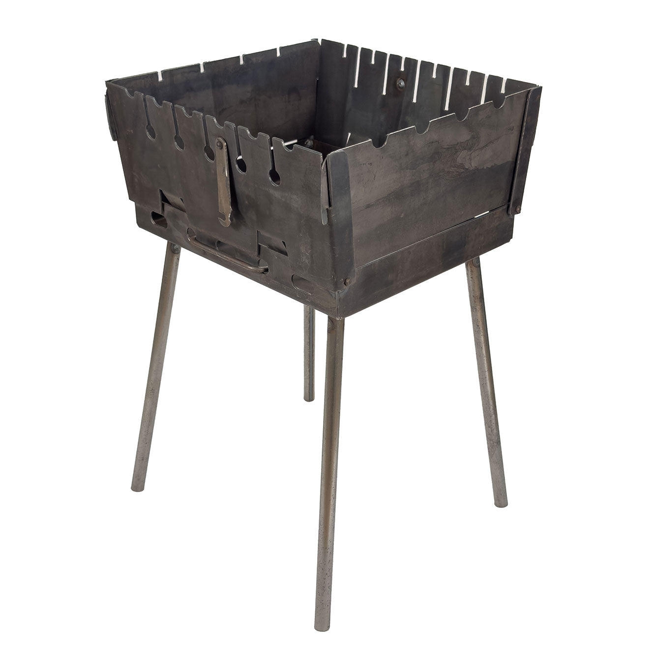 GOROCH Mangal Holzkohlegrill – Tragbarer Schaschlik Grillkoffer aus 2 mm Stahl für 6-Spieße, faltbar für Camping, Garten & Outdoor BBQ