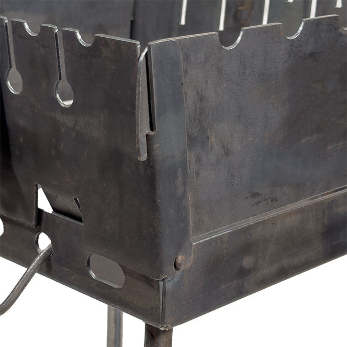 GOROCH Mangal Holzkohlegrill – Tragbarer Schaschlik Grillkoffer aus 2 mm Stahl für 6-Spieße, faltbar für Camping, Garten & Outdoor BBQ
