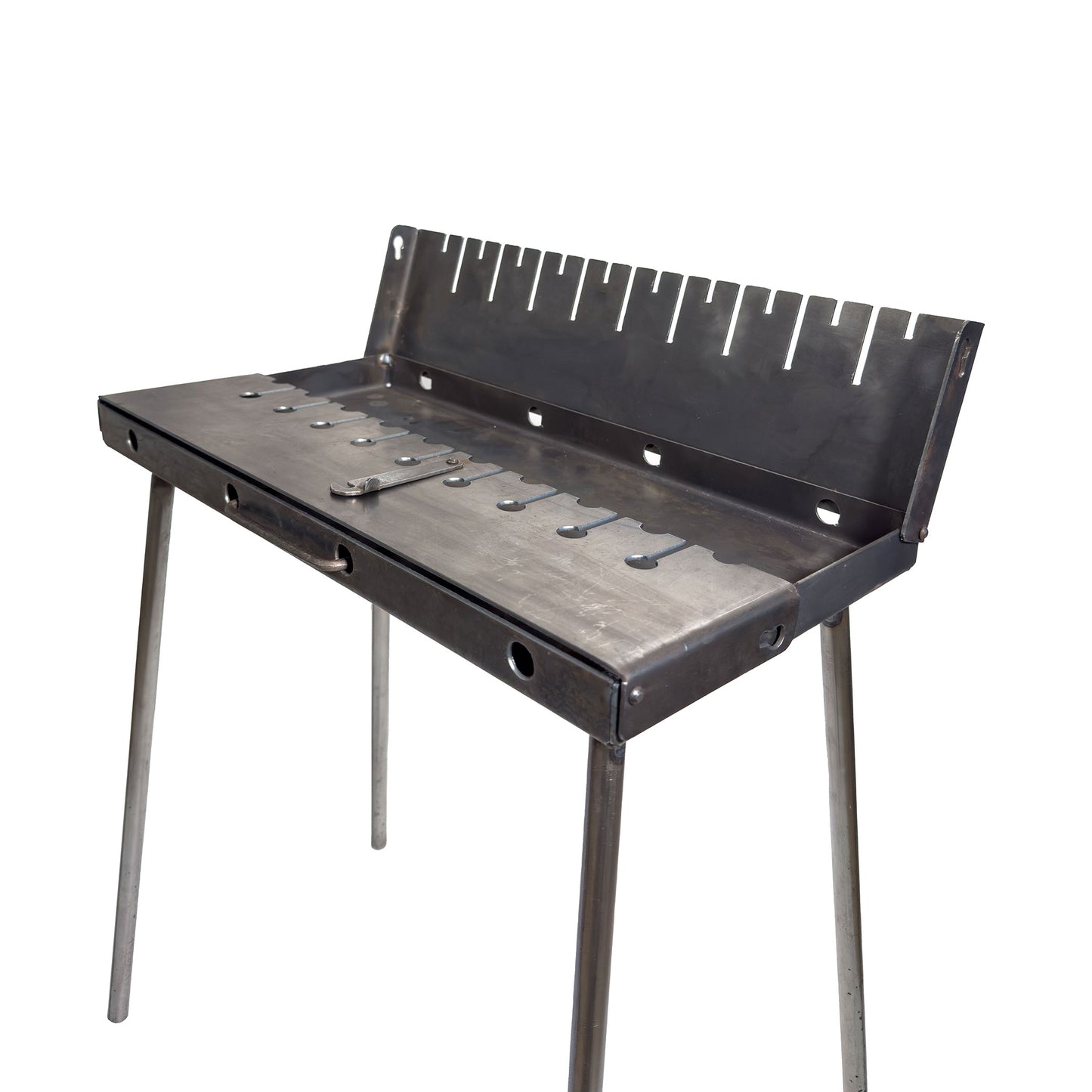 GOROCH Mangal Holzkohlegrill – Tragbarer Schaschlik Grillkoffer aus 2 mm Stahl für 10-Spieße, faltbar für Camping, Garten & Outdoor BBQ