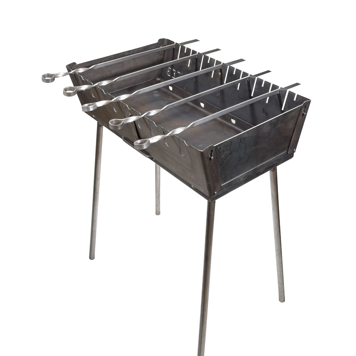 GOROCH Mangal Holzkohlegrill – Tragbarer Schaschlik Grillkoffer aus 2 mm Stahl für 10-Spieße, faltbar für Camping, Garten & Outdoor BBQ