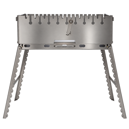 GOROCH Mangal Grill für 10 Spieße - Klappbarer Schaschlikgrill aus 2 mm Edelstahl mit Faltbeinen, Camping & Outdoor Grill