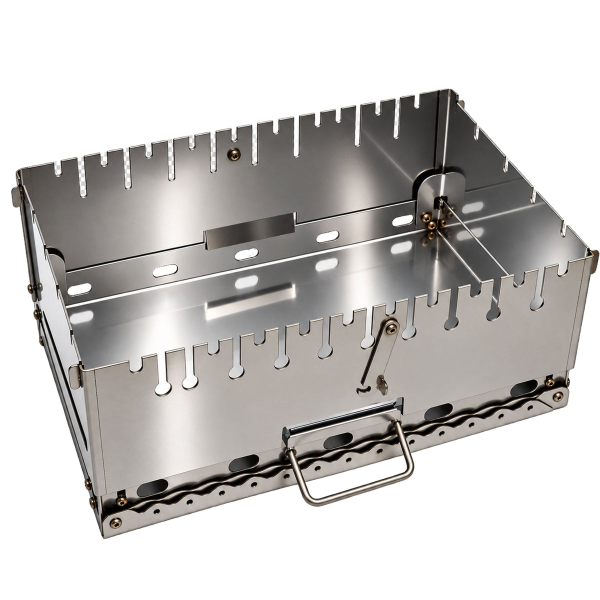 GOROCH Mangal Grill für 10 Spieße - Klappbarer Schaschlikgrill aus 2 mm Edelstahl mit Faltbeinen, Camping & Outdoor Grill