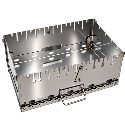 GOROCH Mangal Grill für 10 Spieße - Klappbarer Schaschlikgrill aus 2 mm Edelstahl mit Faltbeinen, Camping & Outdoor Grill