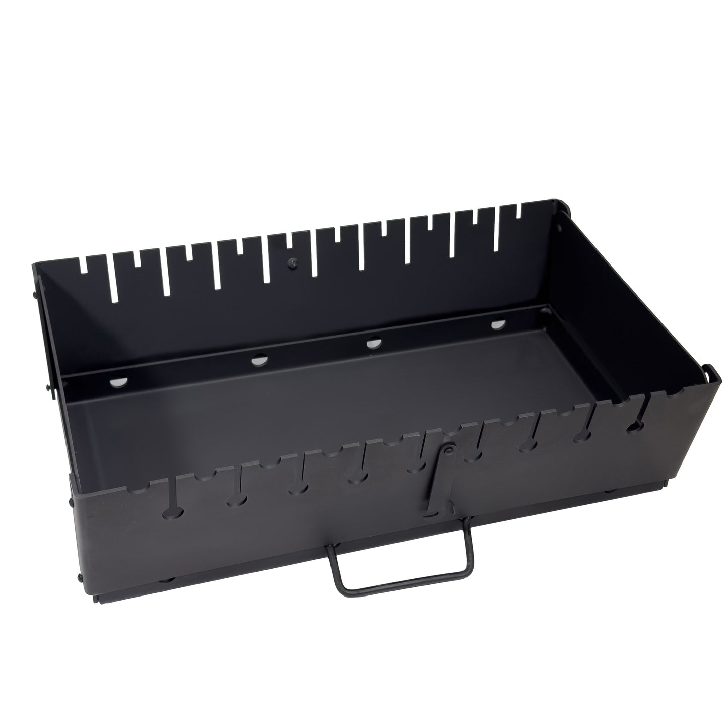 GOROCH Mangal Grill für 10 Spieße - Faltbarer Schaschlik Grillkoffer aus 3 mm Stahl, tragbarer Holzkohlegrill für Camping, Garten & Outdoor BBQ - Black Edition