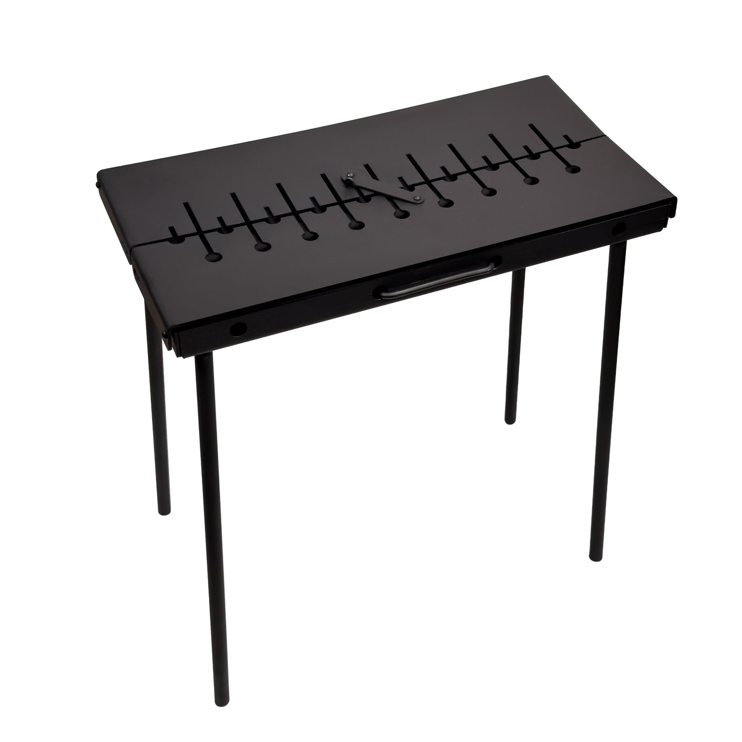 GOROCH Mangal Grill für 10 Spieße - Klappbarer Schaschlikgrill aus 2 mm Stahl, leichter Holzkohlegrill für Camping & Outdoor - Black Edition
