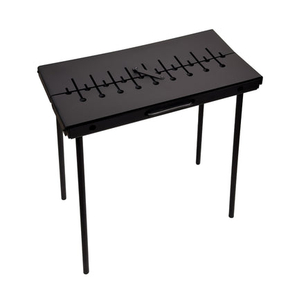 GOROCH Mangal Grill für 10 Spieße - Klappbarer Schaschlikgrill aus 2 mm Stahl, leichter Holzkohlegrill für Camping & Outdoor - Black Edition