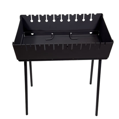 GOROCH Mangal Grill für 10 Spieße - Klappbarer Schaschlikgrill aus 2 mm Stahl, leichter Holzkohlegrill für Camping & Outdoor - Black Edition