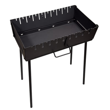 GOROCH Mangal Grill für 10 Spieße - Klappbarer Schaschlikgrill aus 2 mm Stahl, leichter Holzkohlegrill für Camping & Outdoor - Black Edition