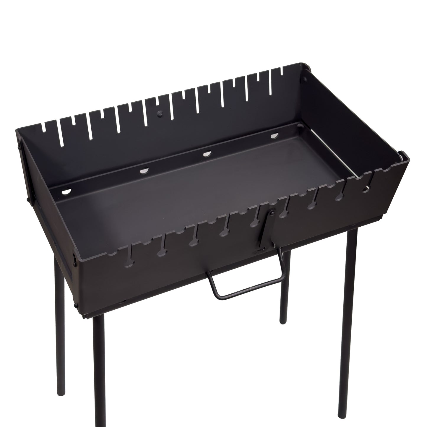 GOROCH Mangal Grill für 10 Spieße - Klappbarer Schaschlikgrill aus 2 mm Stahl, leichter Holzkohlegrill für Camping & Outdoor - Black Edition