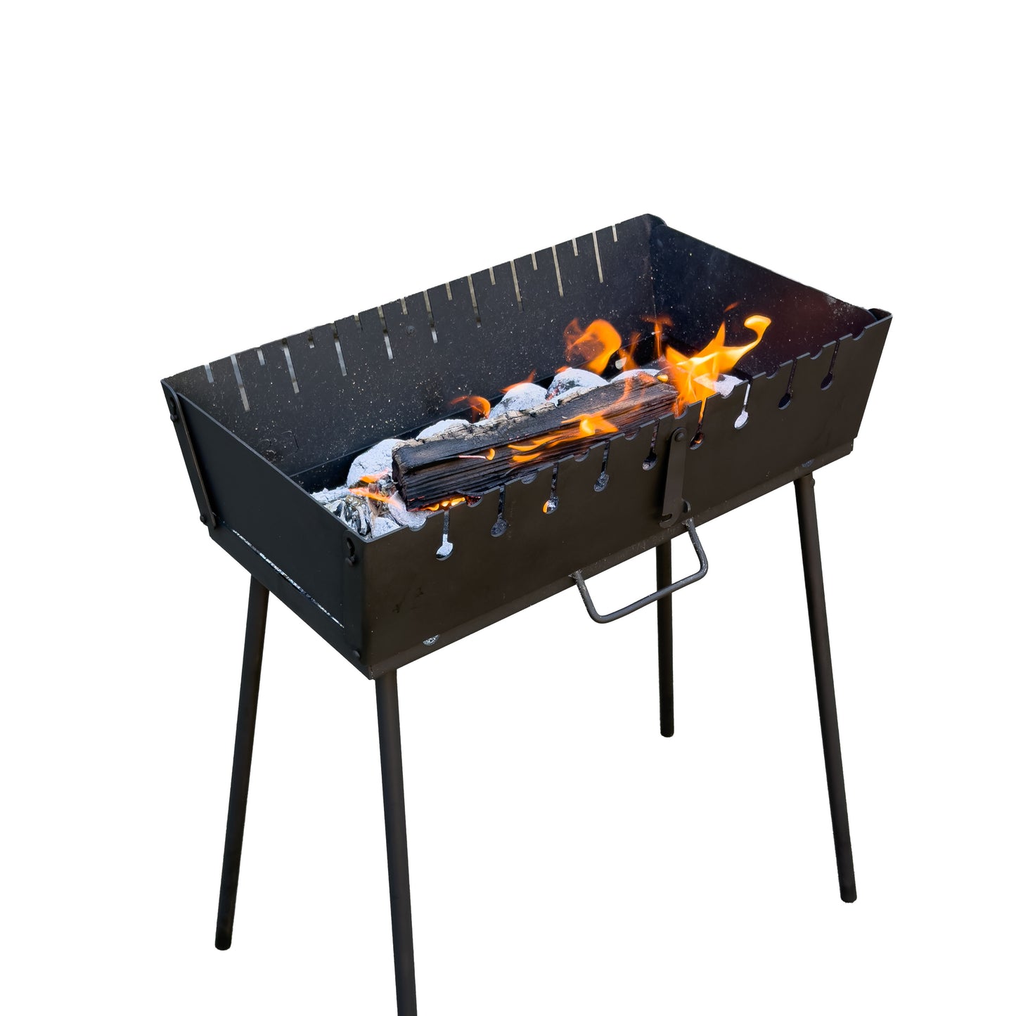 GOROCH Mangal Grill für 10 Spieße - Klappbarer Schaschlikgrill aus 2 mm Stahl, leichter Holzkohlegrill für Camping & Outdoor - Black Edition