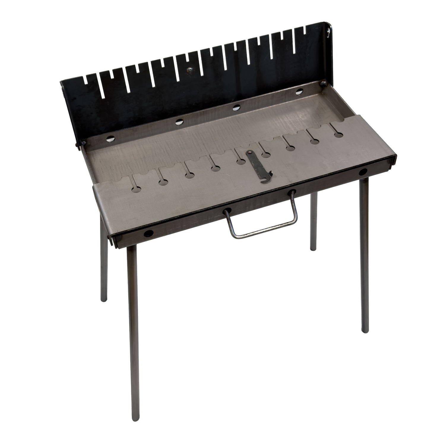 GOROCH Klappbarer Mangal Grill Day & Night Edition Stahl 3 mm für 10 Spieße – stabil, klappbar und ideal für Garten & BBQ