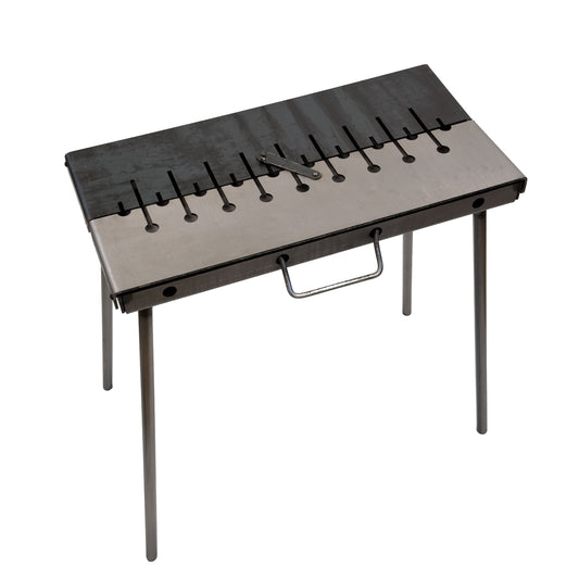 GOROCH Klappbarer Mangal Grill Day & Night Edition Stahl 3 mm für 10 Spieße – stabil, klappbar und ideal für Garten & BBQ