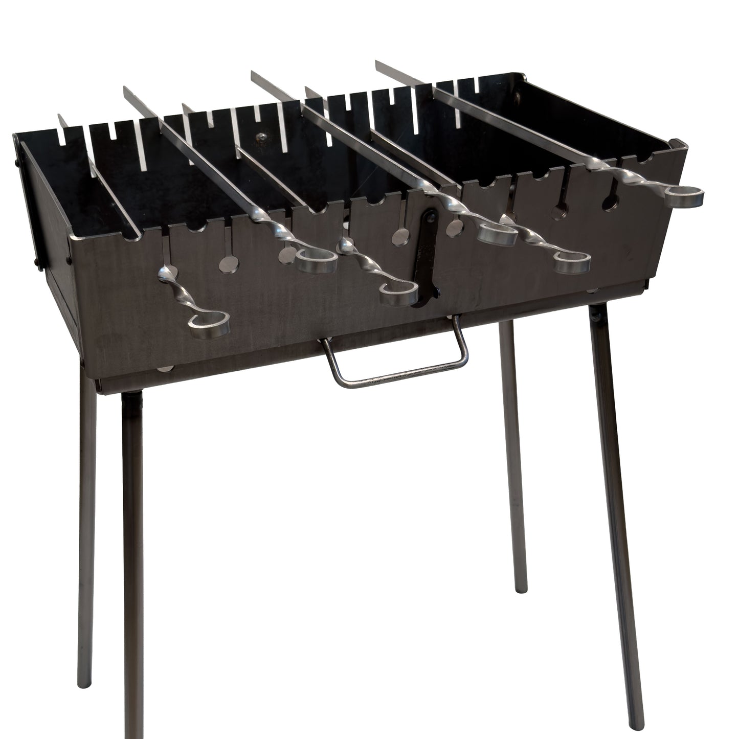 GOROCH Klappbarer Mangal Grill Day & Night Edition Stahl 3 mm für 10 Spieße – stabil, klappbar und ideal für Garten & BBQ