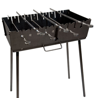 GOROCH Klappbarer Mangal Grill Day & Night Edition Stahl 3 mm für 10 Spieße – stabil, klappbar und ideal für Garten & BBQ