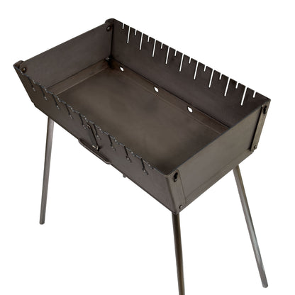 GOROCH Mangal Holzkohlegrill – Tragbarer Schaschlik Grillkoffer aus 3 mm Stahl für 10-Spieße, faltbar für Camping, Garten & Outdoor BBQ