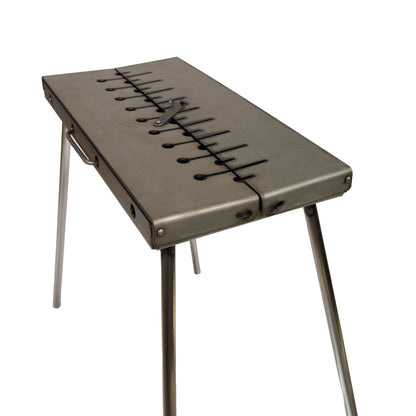 GOROCH Klappbarer Mangal Grill Stahl 2 mm für 12 Spieße – stabil, belastbar und ideal für Garten und BBQ