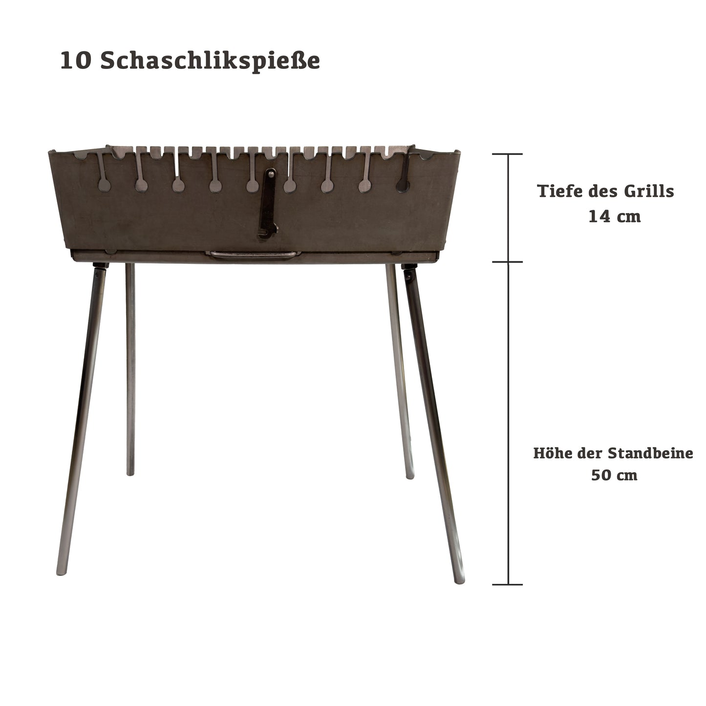 GOROCH Mangal Holzkohlegrill – Tragbarer Schaschlik Grillkoffer aus 3 mm Stahl für 10-Spieße, faltbar für Camping, Garten & Outdoor BBQ