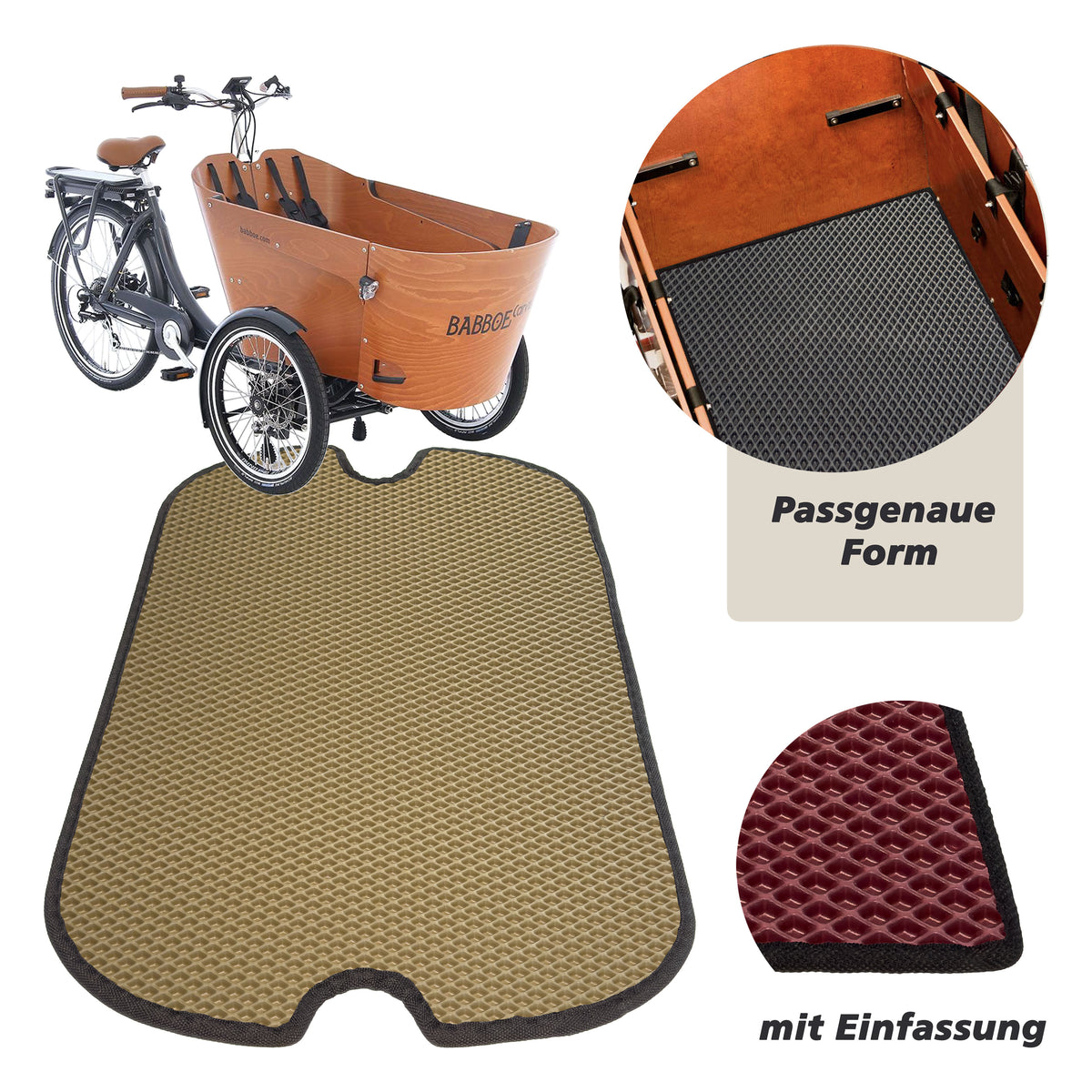 EVA Drive Schutzmatte für Babboe Carve - Beige mit schwarzer Einfassung