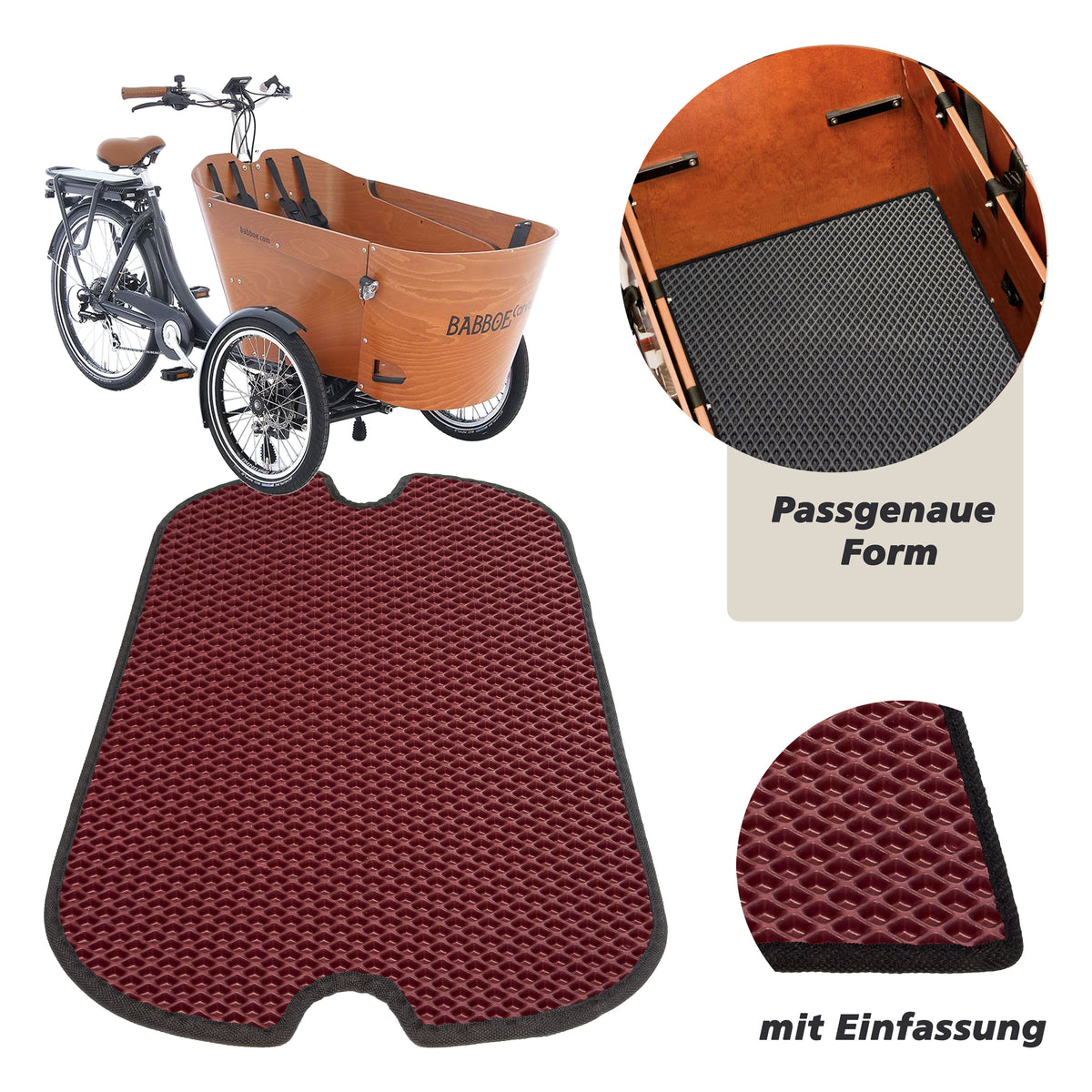 EVA Drive Schutzmatte für Babboe Carve - Bordeaux mit schwarzer Einfassung