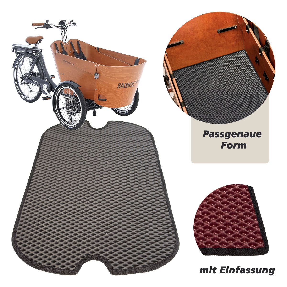 EVA Drive Schutzmatte für Babboe Carve - Grau mit schwarzer Einfassung