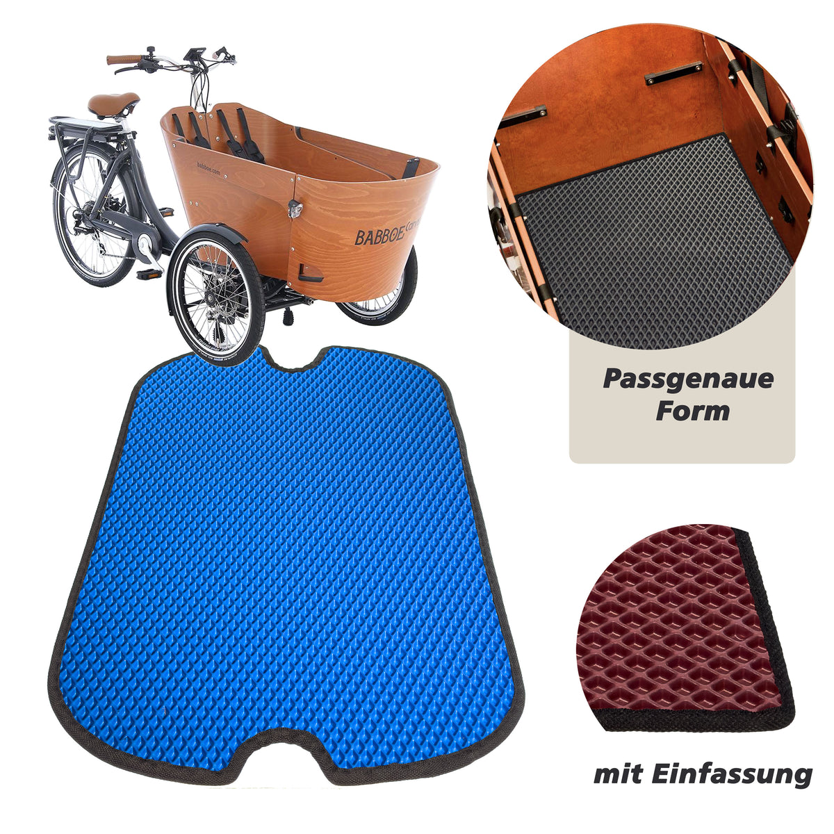 EVA Drive Schutzmatte für Babboe Carve - Blau mit schwarzer Einfassung
