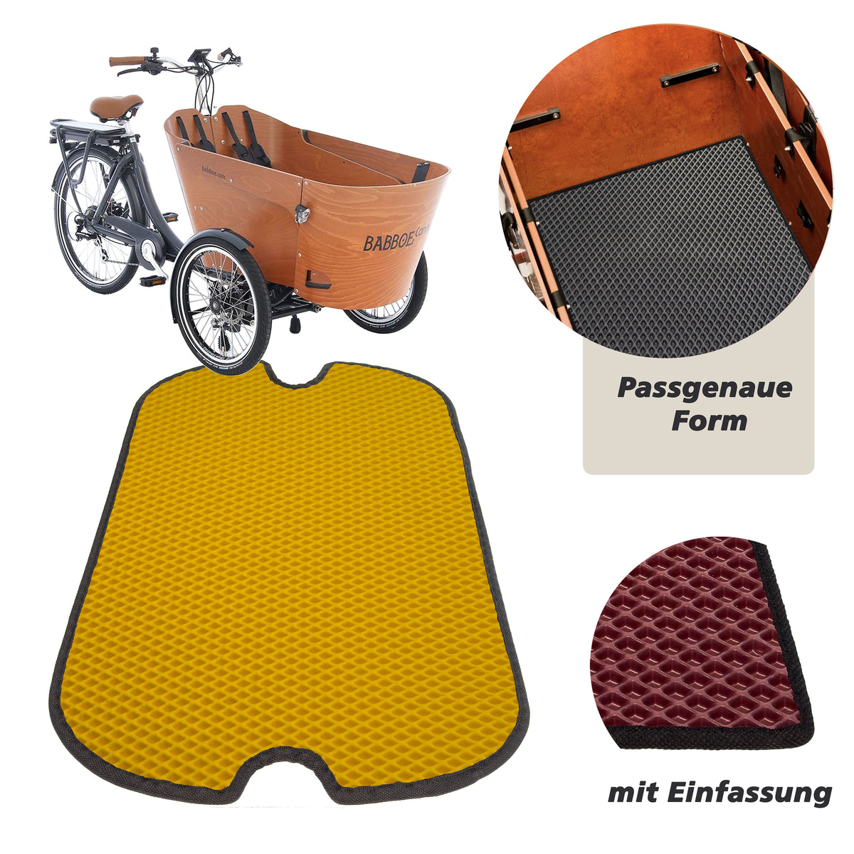 EVA Drive Schutzmatte für Babboe Carve - Gelb mit schwarzer Einfassung