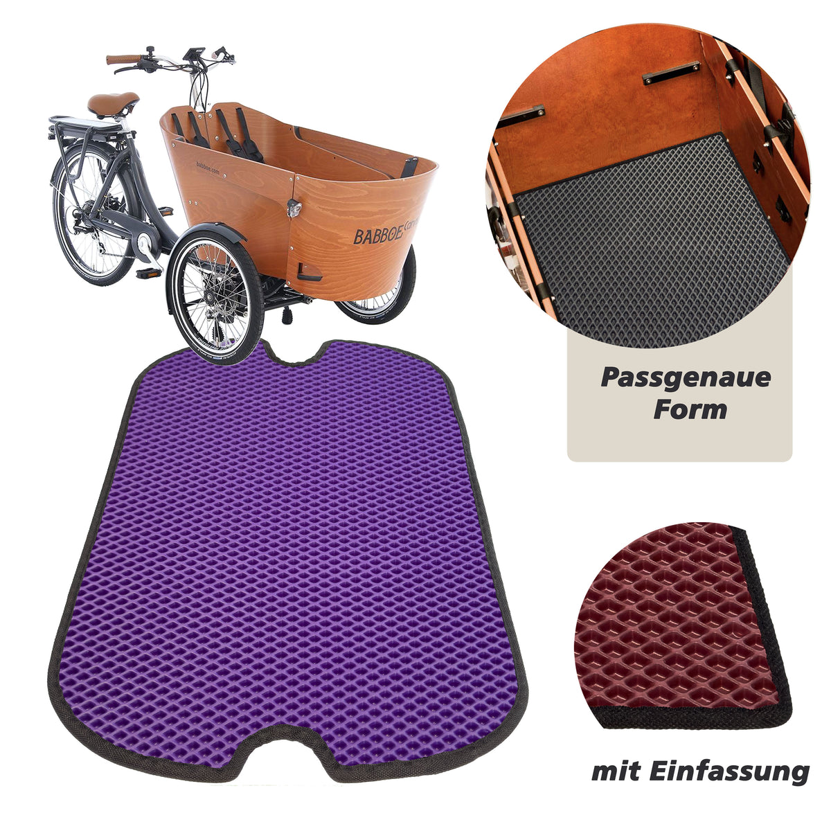 EVA Drive Schutzmatte für Babboe Carve - Lila mit schwarzer Einfassung