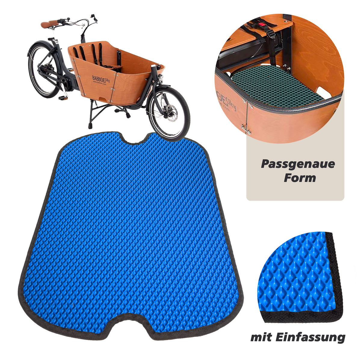 EVA Drive Schutzmatte für Babboe City - Blau mit schwarzer Einfassung