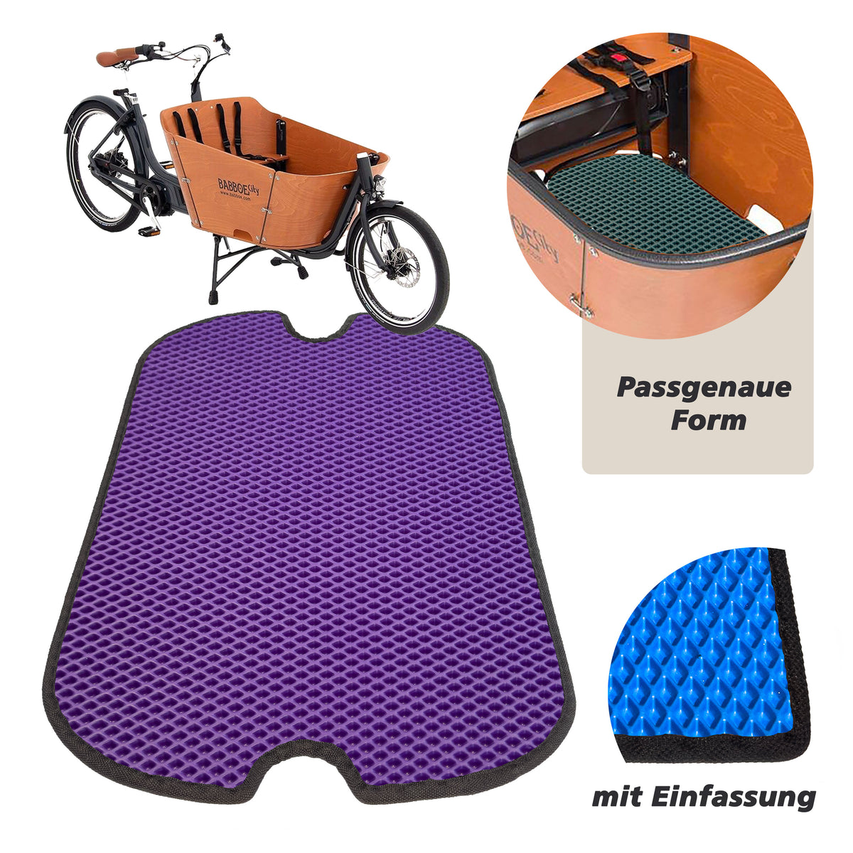 EVA Drive Schutzmatte für Babboe City - Lila mit schwarzer Einfassung