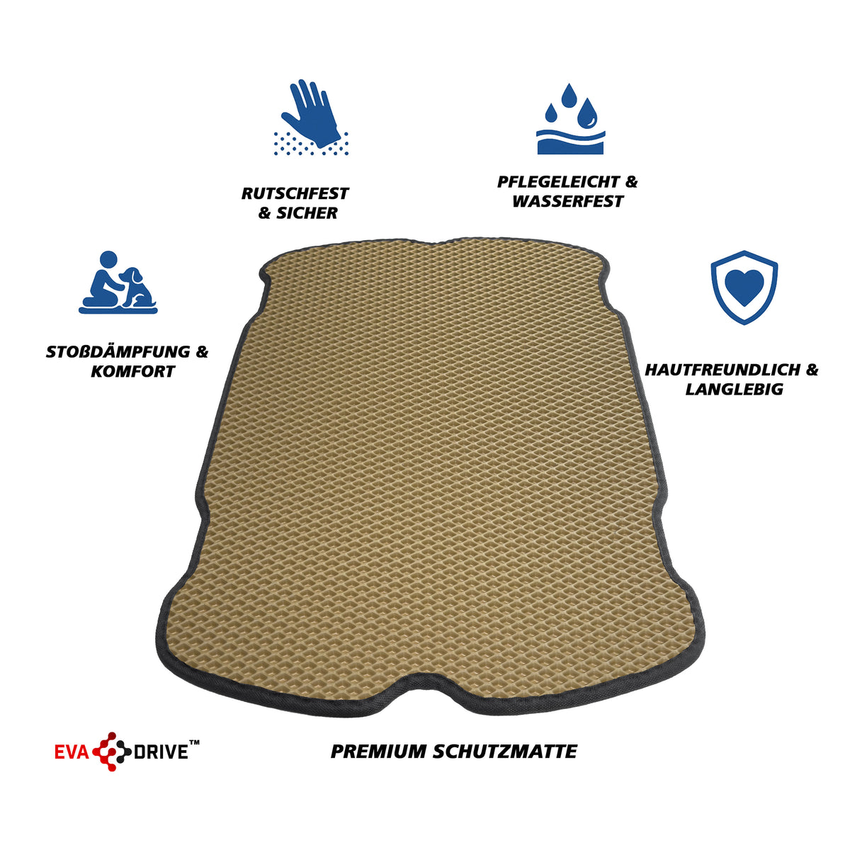 EVA Drive Schutzmatte für Babboe Curve - Beige mit schwarzer Einfassung