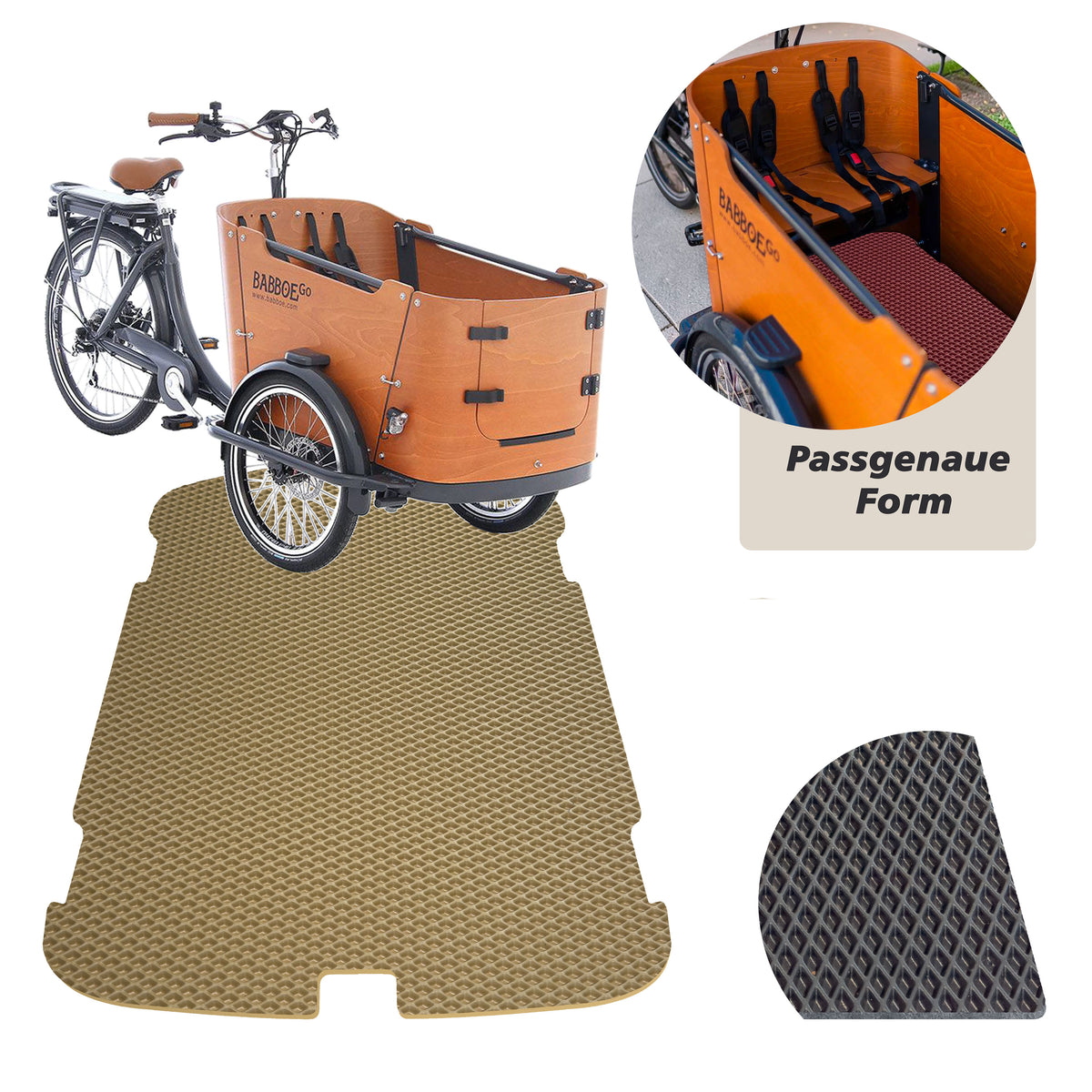 EVA Drive Schutzmatte für Babboe Go - Beige ohne Einfassung