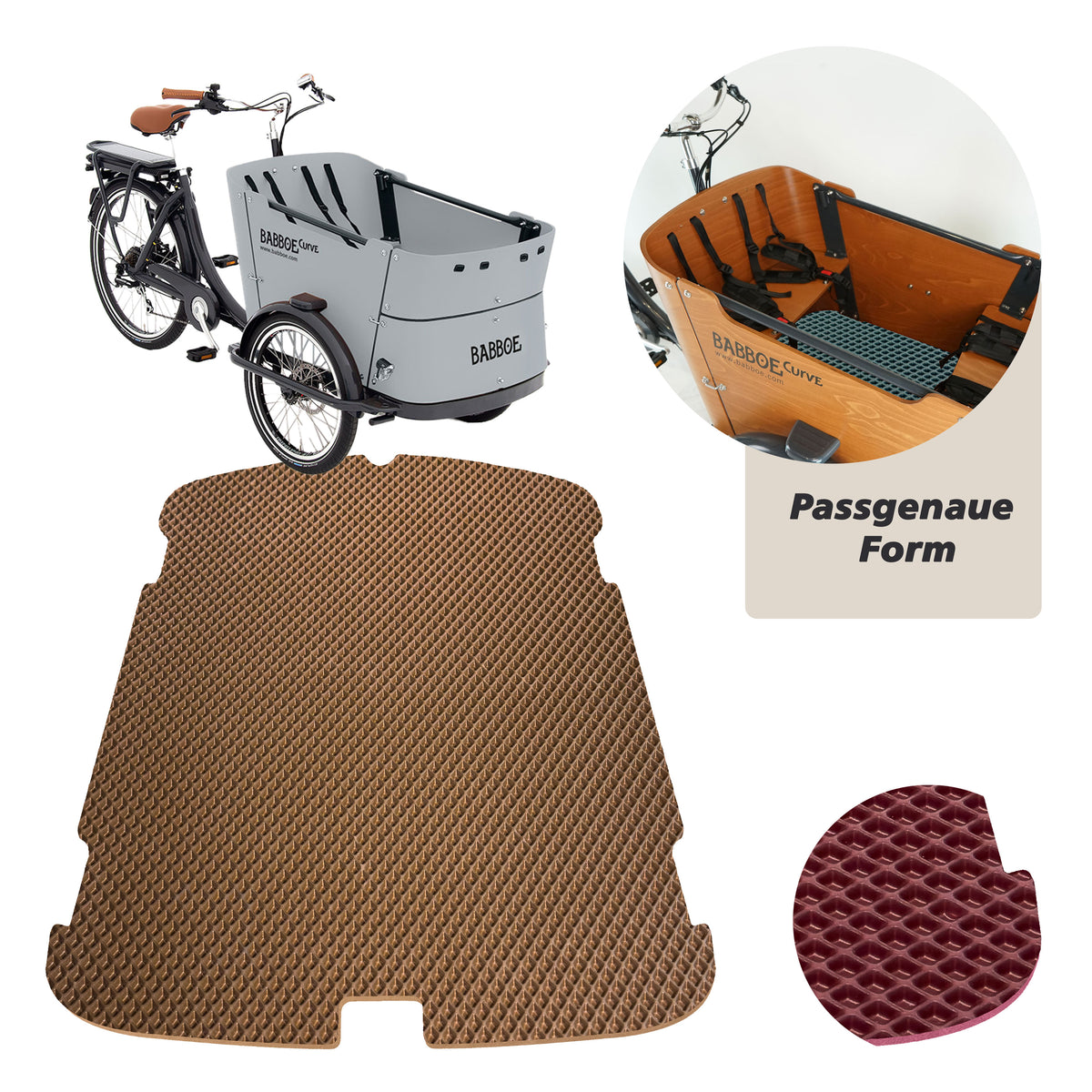 EVA Drive Schutzmatte für Babboe Curve - Braun ohne Einfassung