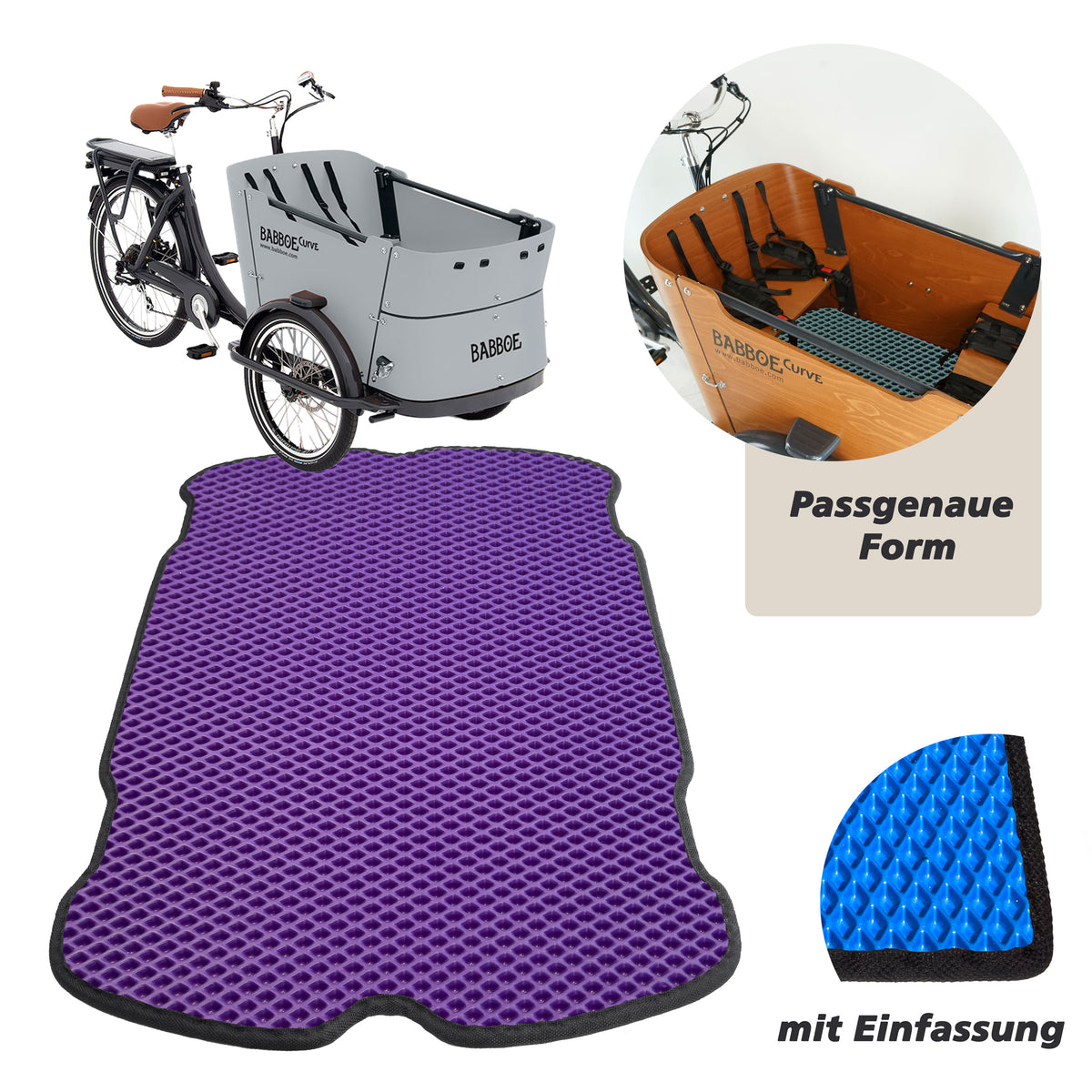 EVA Drive Schutzmatte für Babboe Curve - Lila mit schwarzer Einfassung