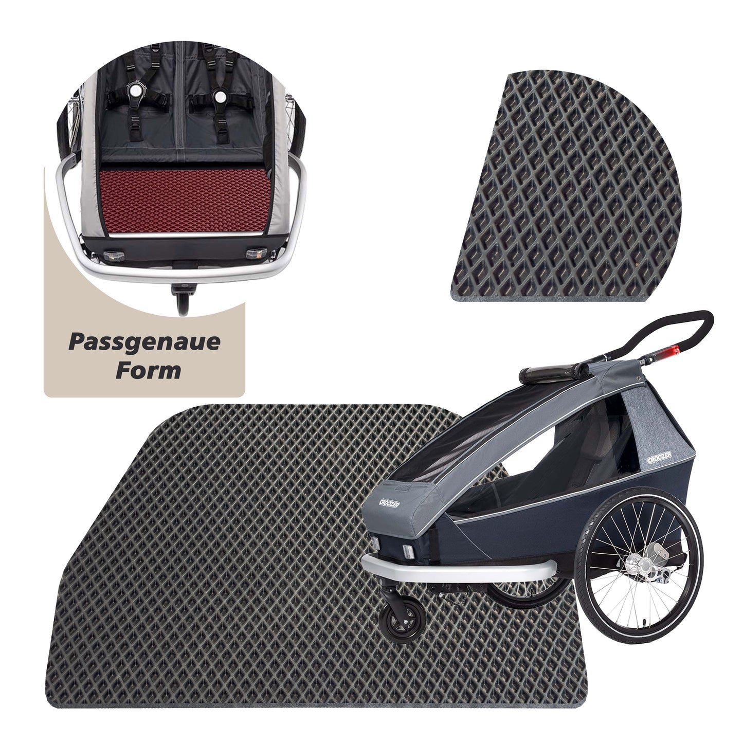 EVA Drive Schutzmatte für Croozer Kid Keeke 1 - Passgenaue Fahrradanhänger Bodenmatte