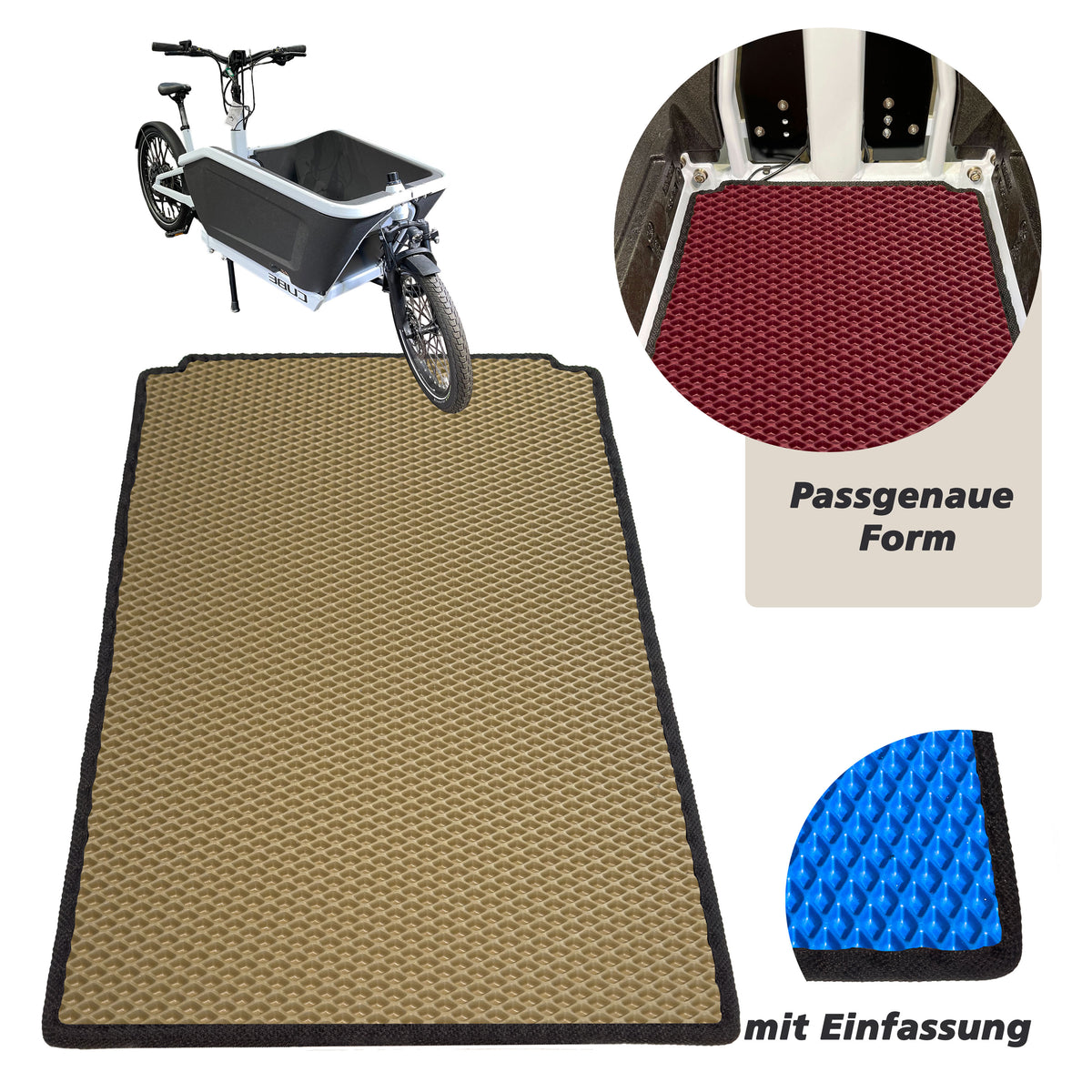 EVA Drive Schutzmatte für Cube Cargo Hybrid ohne Sitzbank - Beige mit schwarzer Einfassung