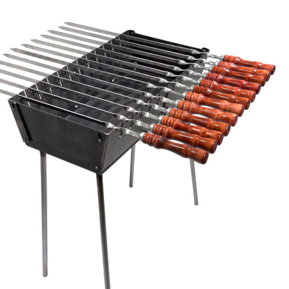 GOROCH Klappbarer Mangal Grill Stahl 3 mm für 12 Spieße – stabil, belastbar und ideal für Garten und BBQ