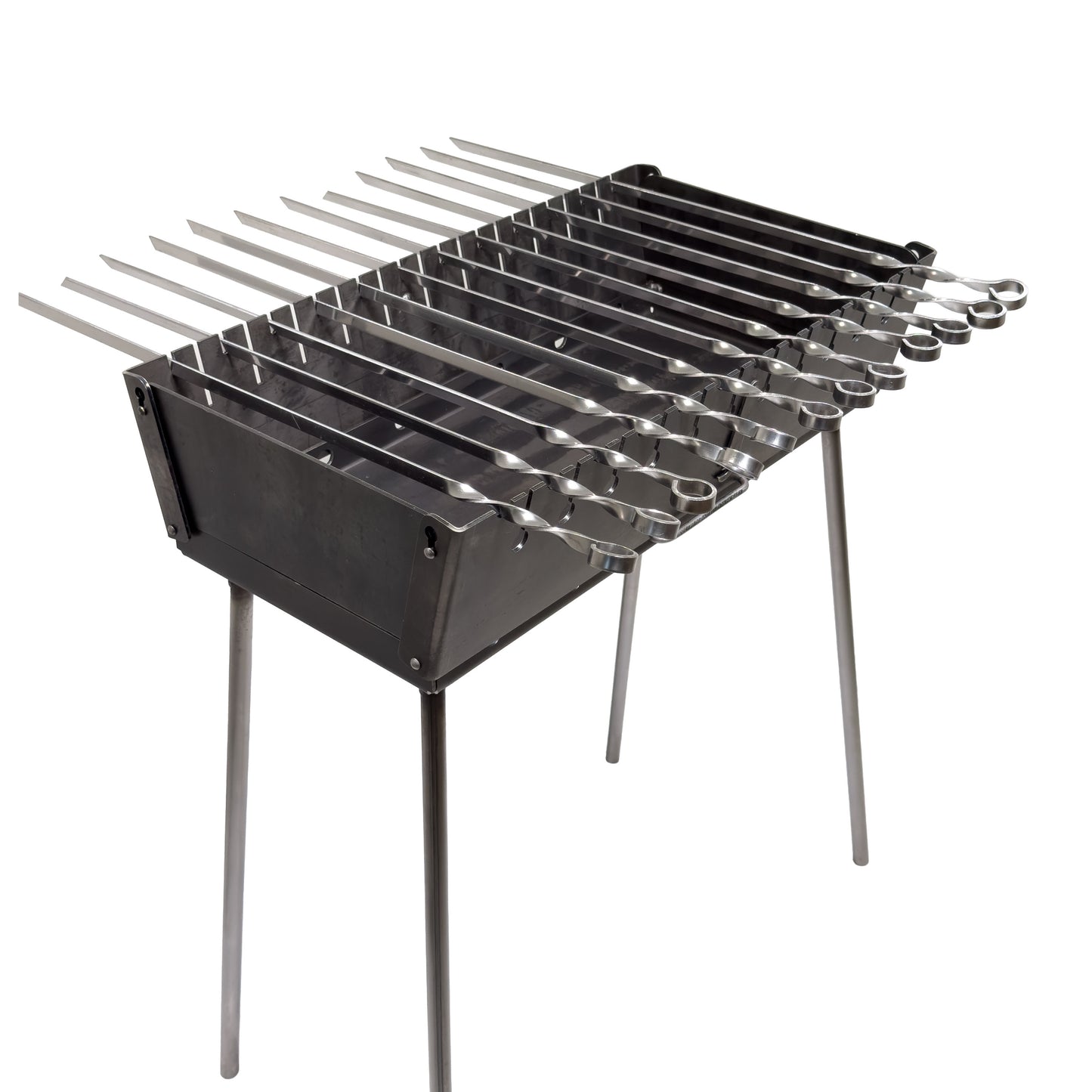 GOROCH klassische Schaschlikspieße aus Edelstahl – 57 cm Grillspieße, 3 mm stark, 10 mm breit, komplett aus Metall, rostfrei & robust, ideal für BBQ & Holzkohlegrill