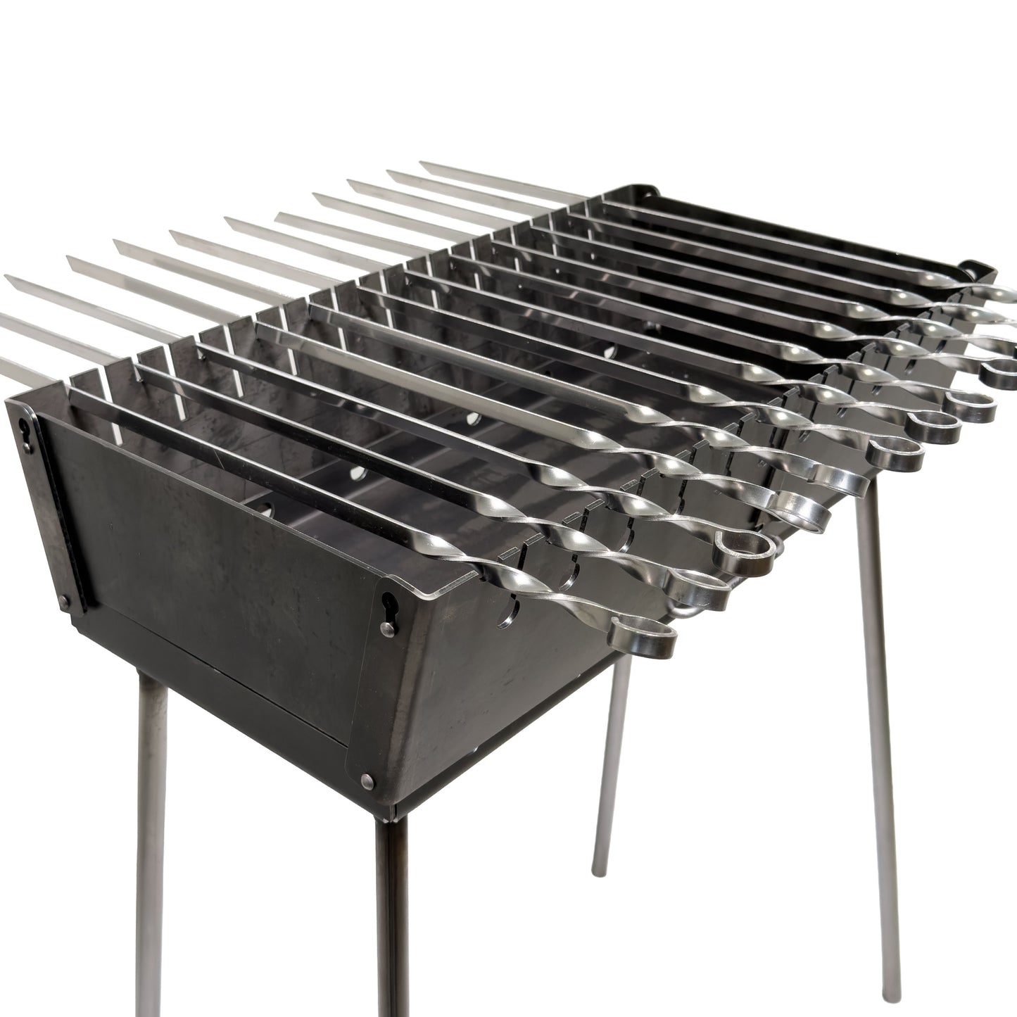 GOROCH Klappbarer Mangal Grill Day & Night Edition Stahl 3 mm für 10 Spieße – stabil, klappbar und ideal für Garten & BBQ