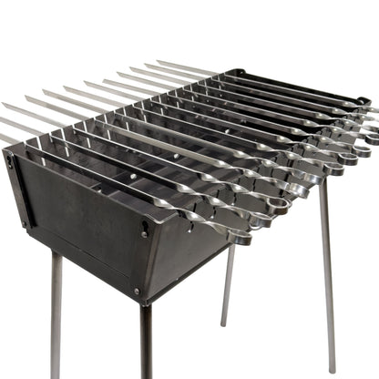 GOROCH Klappbarer Mangal Grill Day & Night Edition Stahl 3 mm für 10 Spieße – stabil, klappbar und ideal für Garten & BBQ