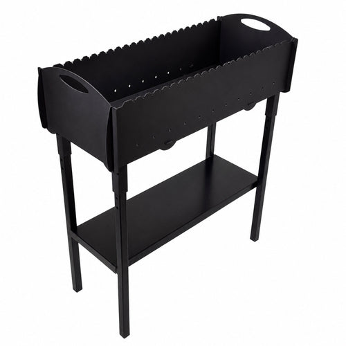 GOROCH Gartengrill | Schaschlikgrill für 21 Spieße – Massiver Holzkohlegrill aus 3 mm Stahl, zerlegbar & kompakt verstaubar, stationärer Metallgrill für Garten, Terrasse & Outdoor BBQ