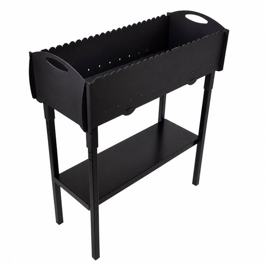 GOROCH Gartengrill | Schaschlikgrill für 21 Spieße – Massiver Holzkohlegrill aus 3 mm Stahl, zerlegbar & kompakt verstaubar, stationärer Metallgrill für Garten, Terrasse & Outdoor BBQ