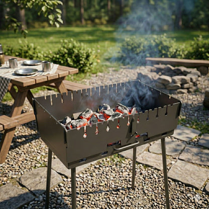 GOROCH Verstärkter Schaschlikgrill Stahl 3 mm für 10 Spieße – stabil, belastbar und ideal für Garten & BBQ