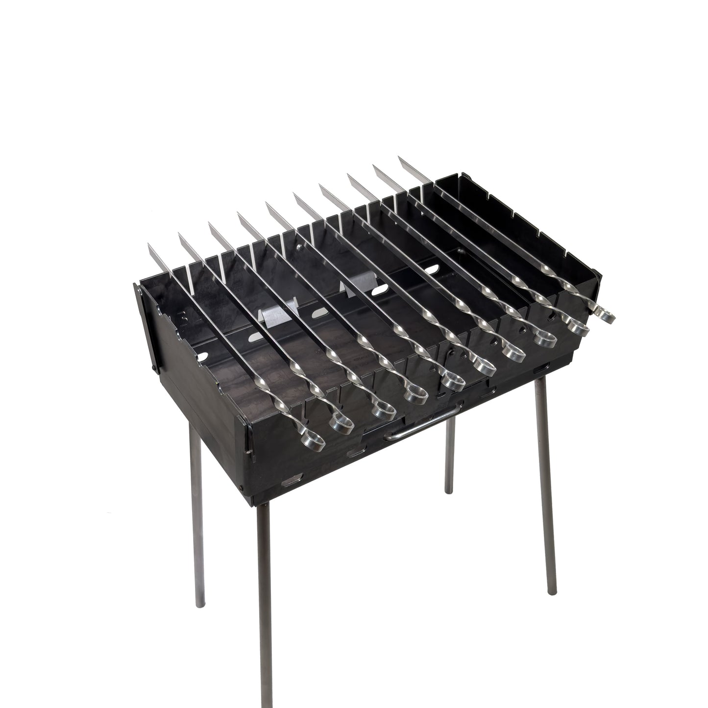GOROCH Verstärkter Schaschlikgrill Stahl 3 mm für 10 Spieße – stabil, belastbar und ideal für Garten & BBQ