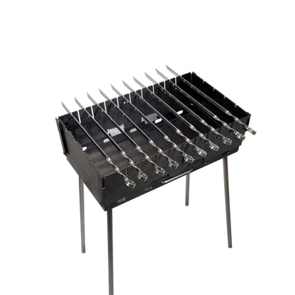GOROCH Verstärkter Schaschlikgrill Stahl 3 mm für 10 Spieße – stabil, belastbar und ideal für Garten & BBQ
