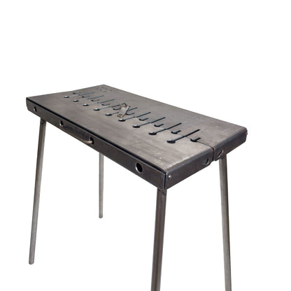 GOROCH Mangal Holzkohlegrill – Tragbarer Schaschlik Grillkoffer aus 2 mm Stahl für 10-Spieße, faltbar für Camping, Garten & Outdoor BBQ