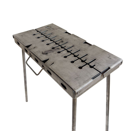 GOROCH Mangal Holzkohlegrill – Tragbarer Schaschlik Grillkoffer aus 3 mm Stahl für 10-Spieße, faltbar für Camping, Garten & Outdoor BBQ